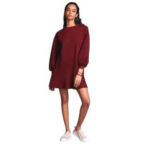 Mare Mare X Anthropologie Wine Textured Tunic Dress Mini Burgundy Small Pockets